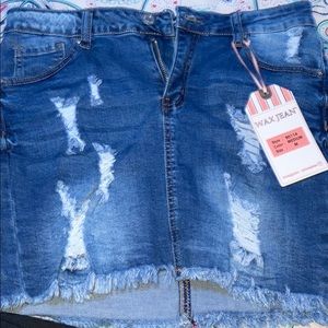 Ripped mini Jean Skirt